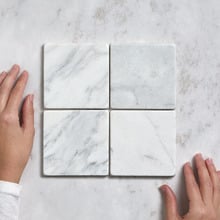 Apollo 100x100mm Tumbled Calacatta Gold Square Marble Tile